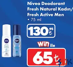 NİVEA DEODORANT FRESH NATURAL KADIN/FRESH ACTİVE ERKEK 75 ML
